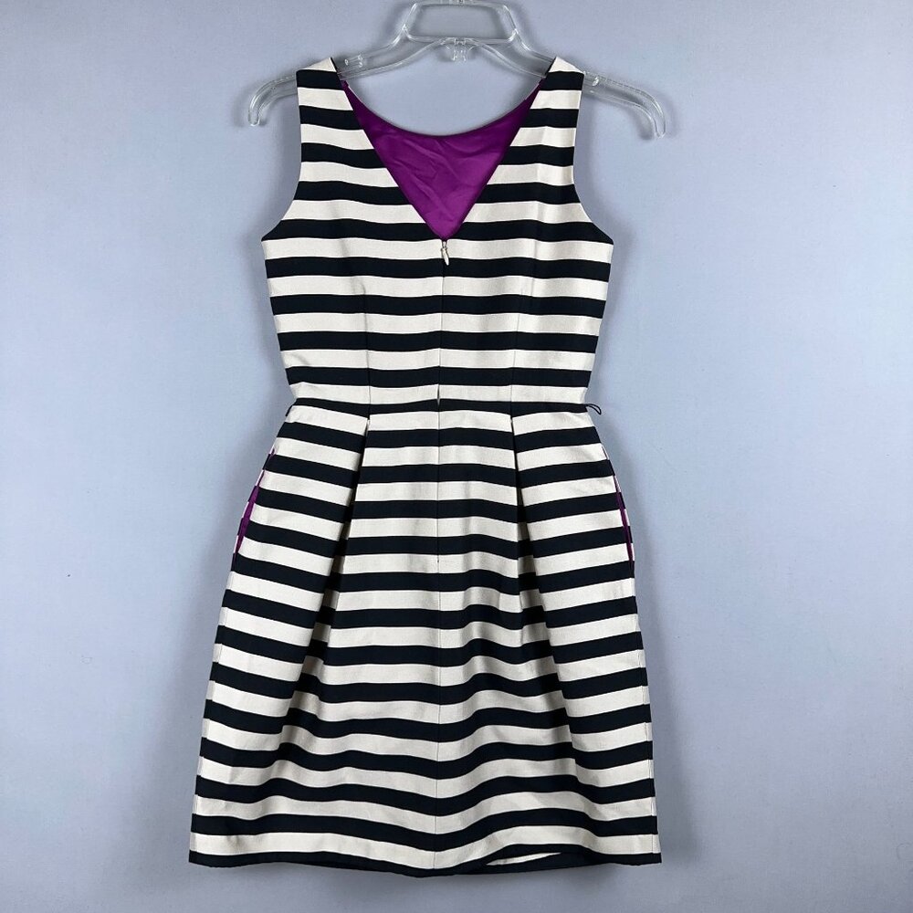 White House Black Market Mini Dress Womens Size 00 Back Zip Striped White Black